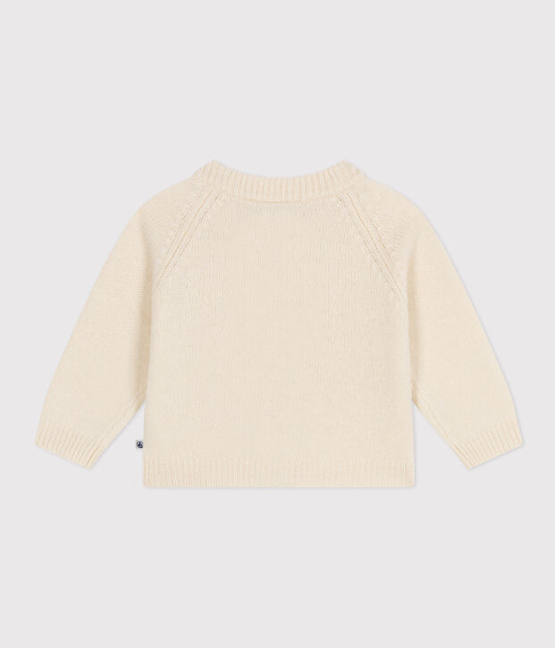 Baby-Cardigan aus Woll-/recyceltem Nylon naturfarben