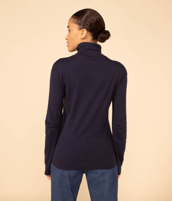 Damen-Rollkragenshirt aus Baumwolle  blau INCOGNITO
