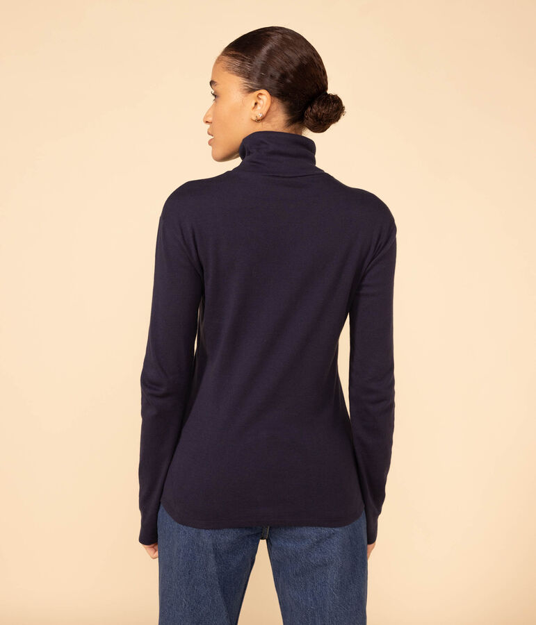 Damen-Rollkragenshirt aus Baumwolle blau