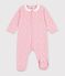 Strampler aus Nicki mit Kragen und Blumenmuster rosa/vielfarbig