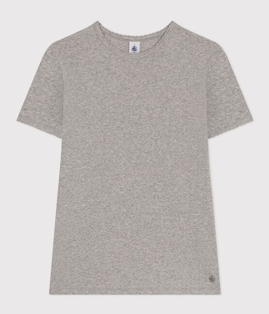 Damen-T-Shirt L’ICONIQUE aus Baumwolle mit Mäusezähnchen grau CHATON CHINE