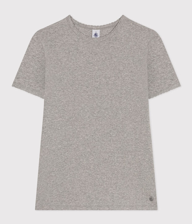 Damen-T-Shirt L&rsquo;ICONIQUE aus Baumwolle mit M&auml;usez&auml;hnchen grau