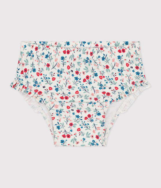 Baby-Badehose mit Rüschen und Blumenmuster weiss MARSHMALLOW/weiss MULTICO