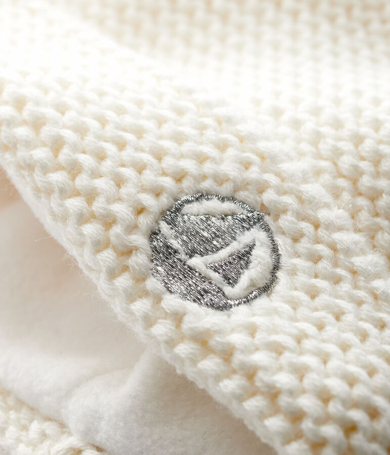 Baby-M&uuml;tze mit Bommel f&uuml;r M&auml;dchen/Jungen weiss