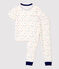 Kurzärmeliger Kinderpyjama aus Bio-Baumwolle mit mehrfarbigem Buchstaben-Print für Jungen weiss MARSHMALLOW/weiss MULTICO