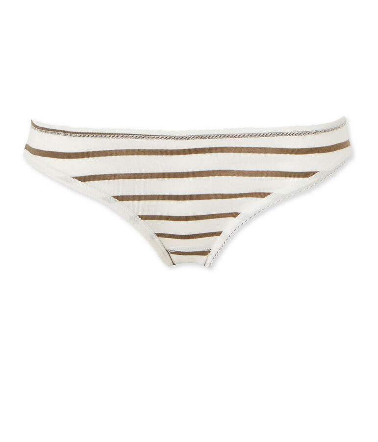 Gestreifte Damen Baumwollschl&uuml;pfer weiss LAIT/gr&uuml;n LITOP