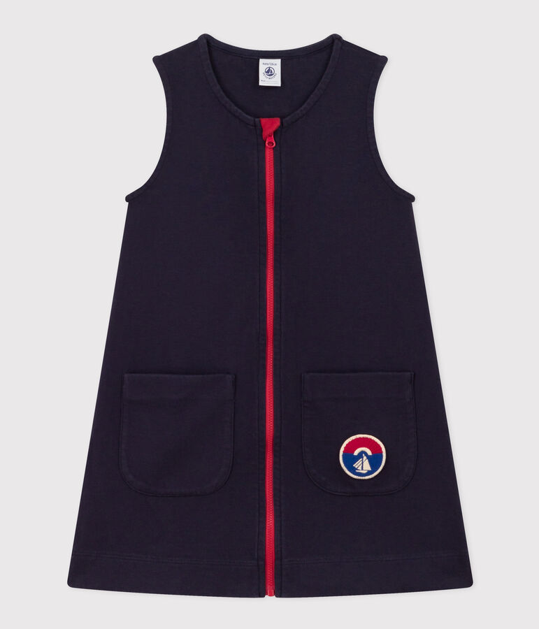 &Auml;rmelloses Kinderkleid aus Baumwolle f&uuml;r M&auml;dchen blau