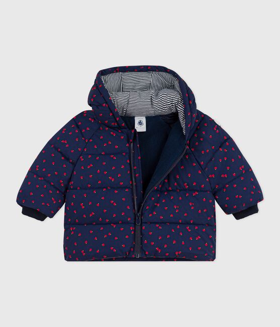 Gemusterte Baby-Winterjacke blau SOIR/ MILK