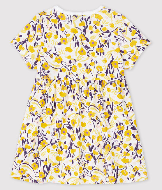 Kurzärmeliges Baby-Kleid für Mädchen weiss MARSHMALLOW/weiss MULTICO