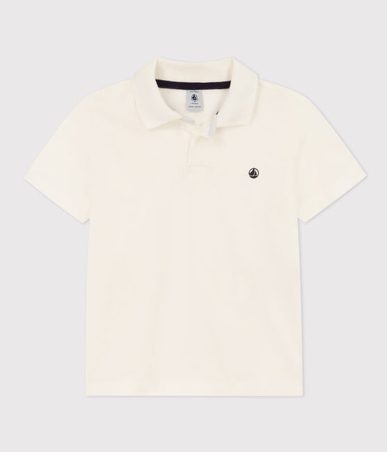 Kurzärmeliges Kinder-Poloshirt aus Baumwolle für Jungen weiss MARSHMALLOW