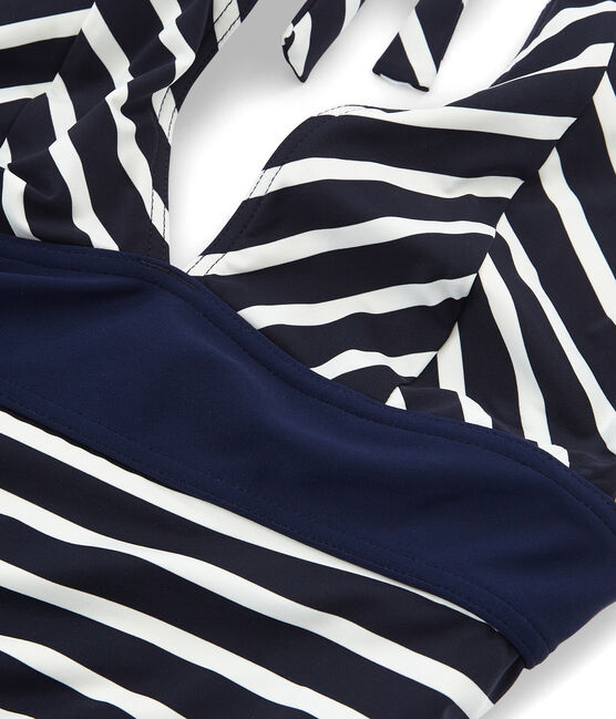 Badeanzug 1-teilig damen blau ABYSSE/weiss MARSHMALLOW