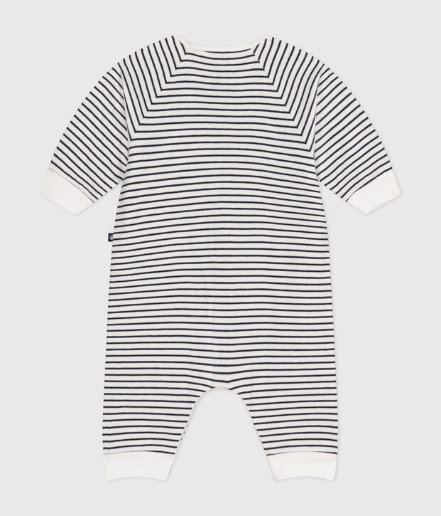 Gestreifter-Baby-Overall aus Doppeljersey weiss/blau
