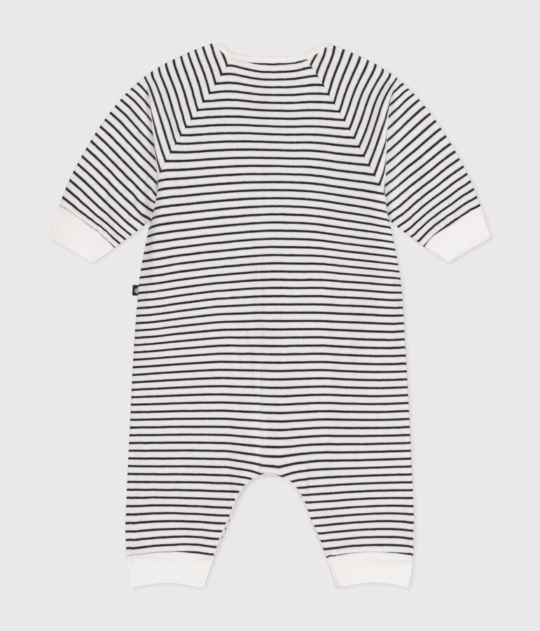 Gestreifter-Baby-Overall aus Doppeljersey weiss/blau