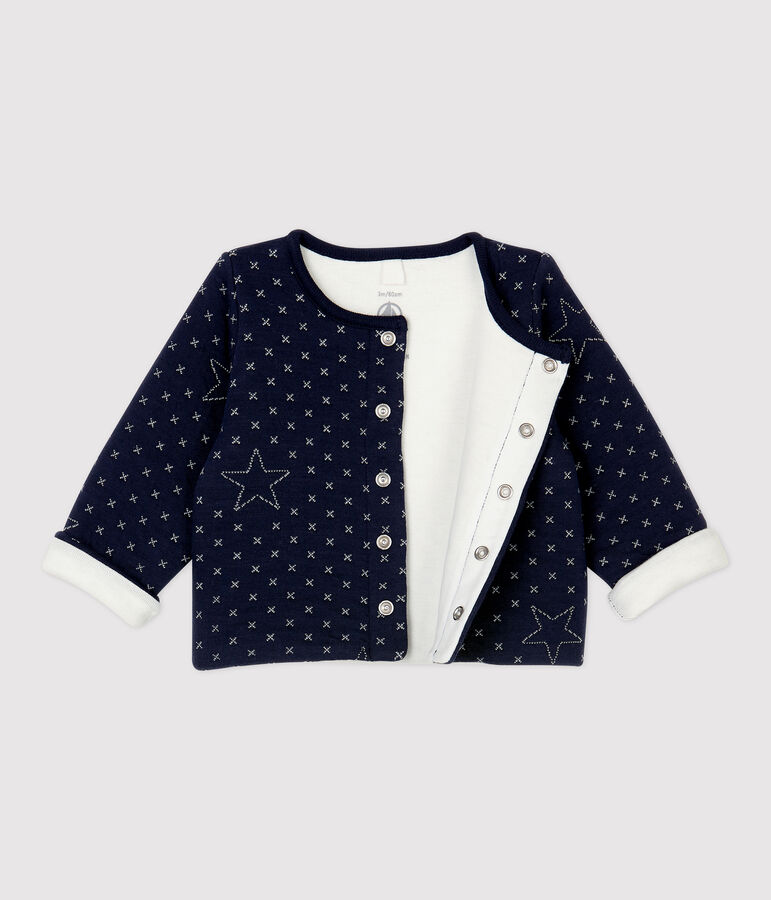 Baby-Cardigan aus gesteppter Bio-Baumwolle mit Sternenmotiven blau SMOKING