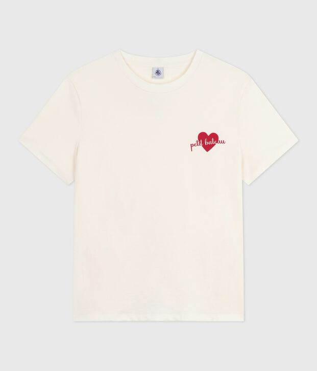 Kurz&auml;rmeliges Damen T-Shirt Le Droit mit geradem Schnitt aus Baumwolle MILK