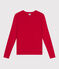 Langärmeliges Damen-T-Shirt L'Iconique aus einfarbigem Rippstrick rot CORRIDA