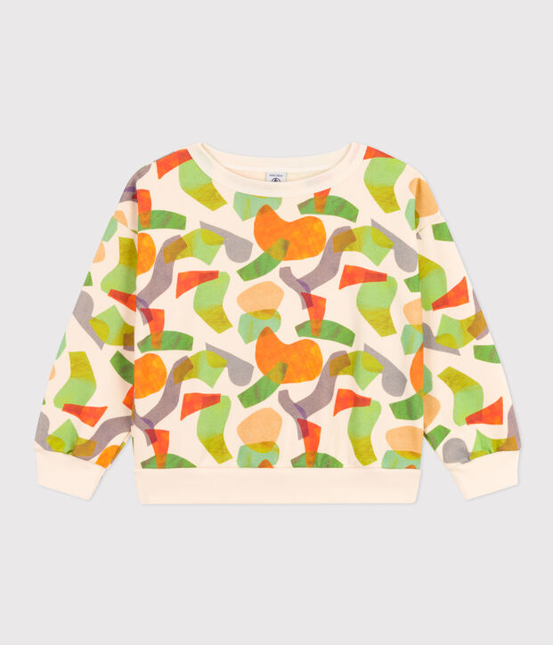 Kinder-Sweatshirt aus Molton mit Printmotiv naturfarben/vielfarbig
