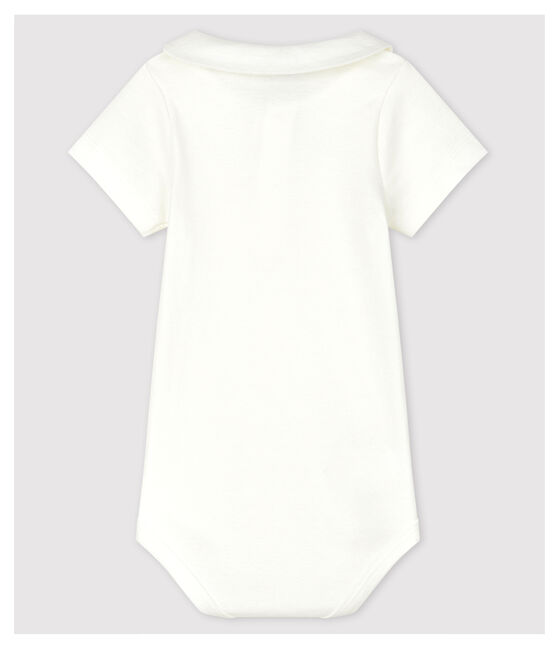 Baby-Body aus Baumwolle mit gesticktem Kragen für Jungen weiss MARSHMALLOW