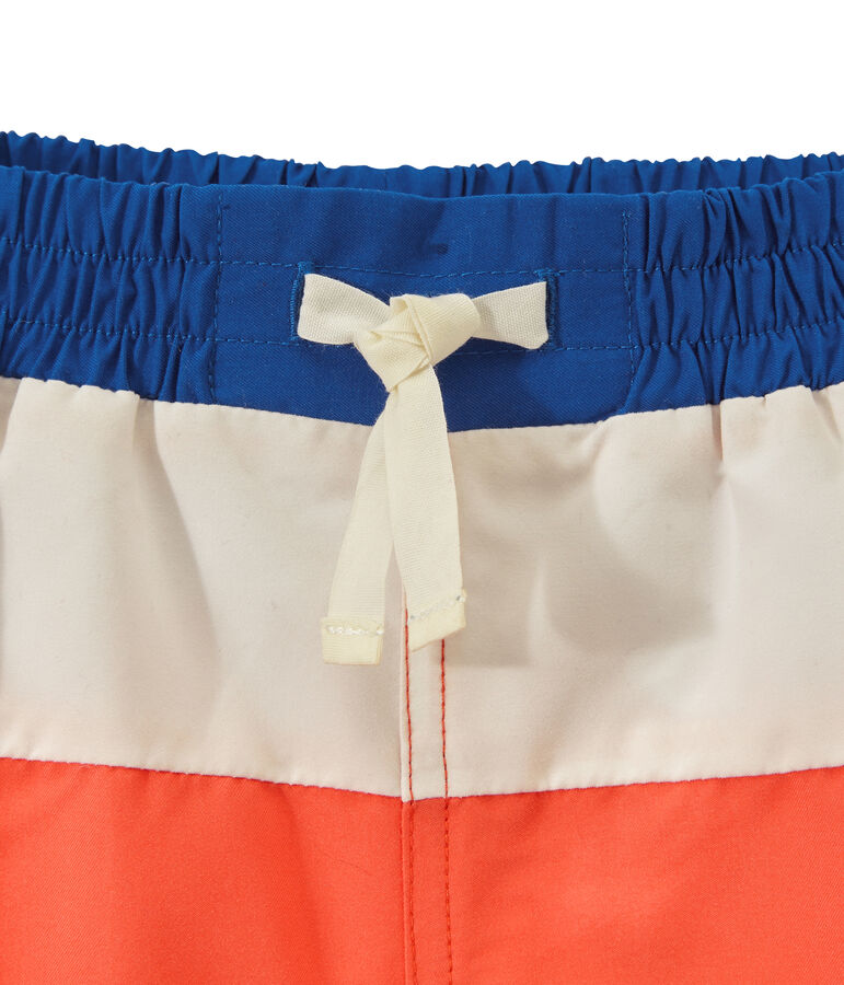 Jungen-Badeshorts im Color-Blocking-Design orange/weiss/blau