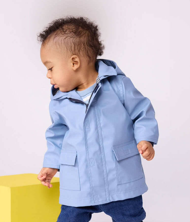 Ikonische einfarbige Baby-Regenjacke blau