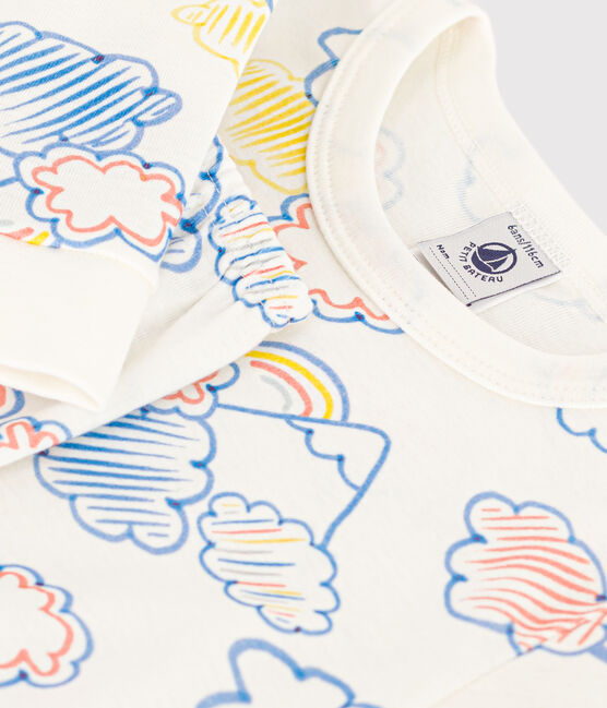 Körpernaher Kinderpyjama aus Baumwolle mit Regenbogen-Printmotiv weiss MARSHMALLOW/weiss MULTICO