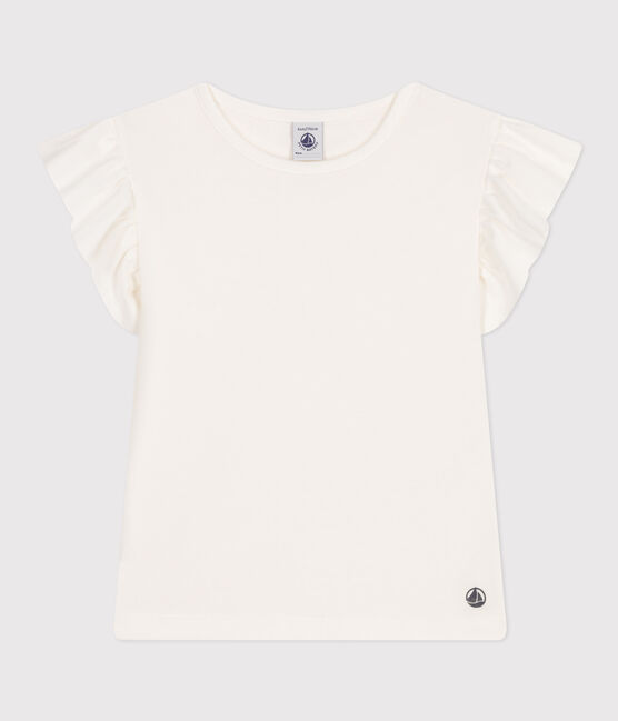 Kinder-T-Shirt aus Baumwolle für Mädchen weiss MARSHMALLOW