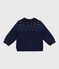 Baby-Pullover aus Wolle und Baumwolle mit Muster blau SOIR/ MULTICO