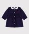 Langärmeliges Baby-Kleid mit Kragen aus einfarbiger Baumwolle und Stickereien SOIR
