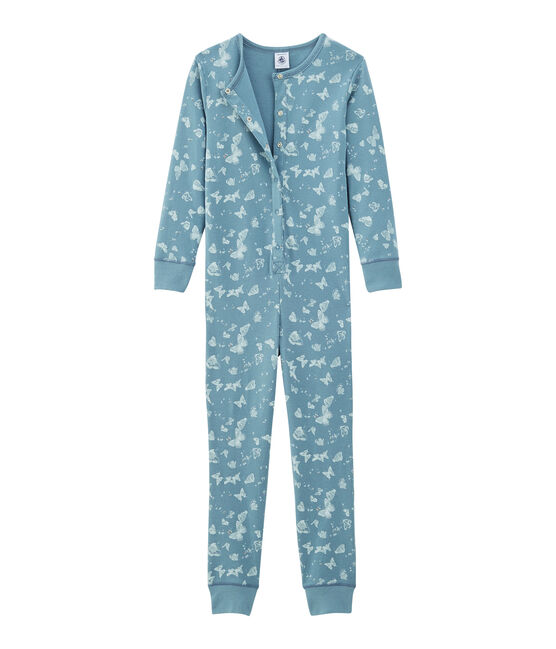 Langer Einteiler aus Baumwolle für kleine Mädchen blau FONTAINE/weiss MARSHMALLOW