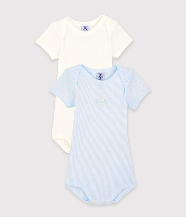 2er-Set kurz&auml;rmelige Baby-Bodys aus Bio-Baumwolle mit Ringelstreifen vielfarbig