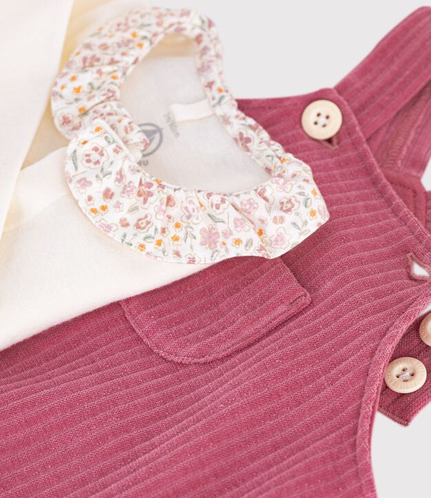 Baby-Strampler und Body aus Baumwolle mit schlichtem Kragen rosa/naturfarben