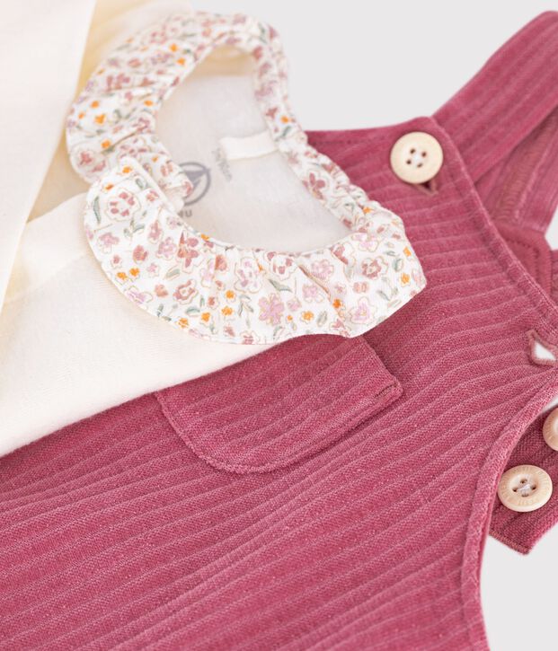 Ensemble salopette et body b&eacute;b&eacute; en coton avec col uni rosa/naturfarben