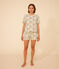 Damen-Pyjama, Shorts und T-Shirt aus Baumwolle mit Blumenmuster weiss AVALANCHE/ MULTICO