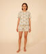 Damen-Pyjama, Shorts und T-Shirt aus Baumwolle mit Blumenmuster