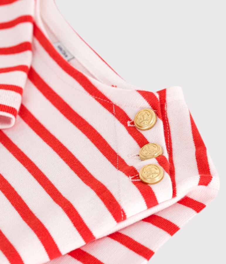 Lang&auml;rmeliges Kinder-Kleid aus Baumwolle mit Streifen rosa/rot