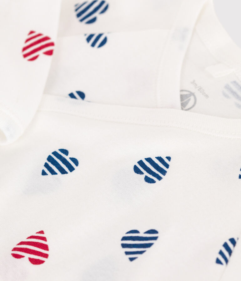 Strampler aus Baumwolle mit gestreiftem Herz weiss/vielfarbig