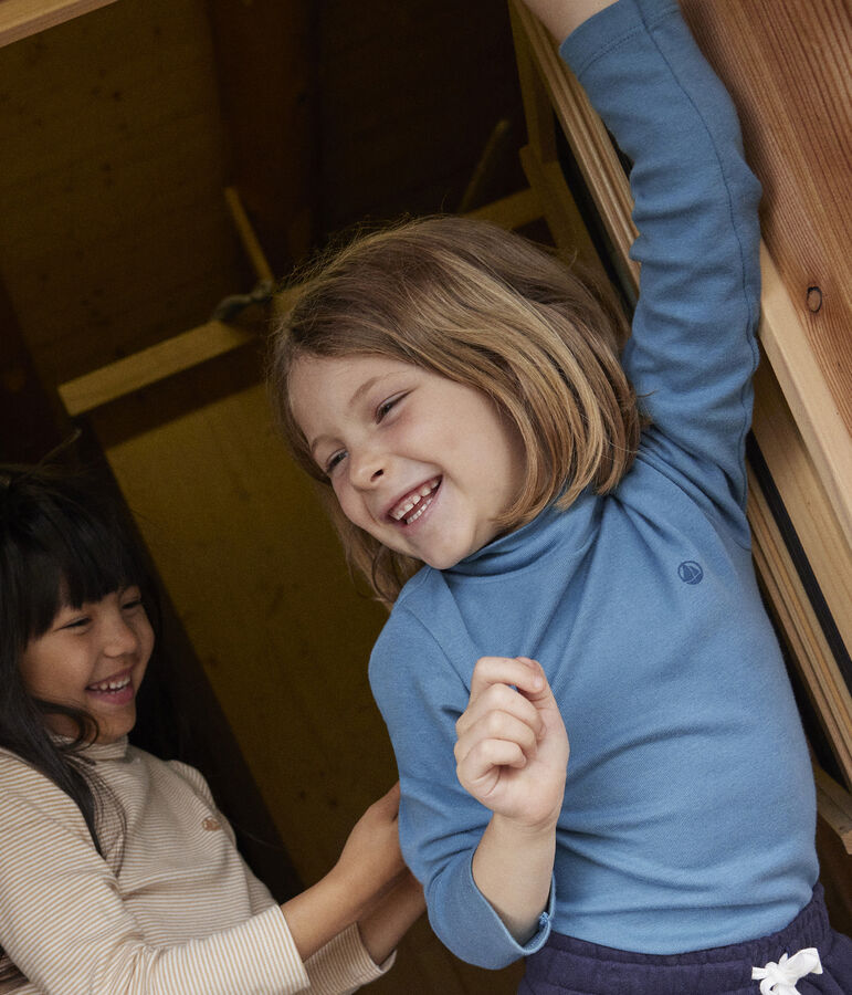 Kinder-Rollkragenshirt aus Baumwolle blau