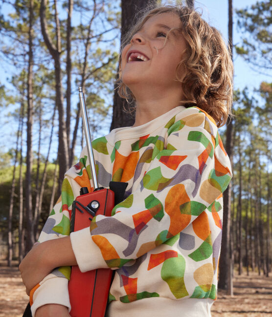 Kinder-Sweatshirt aus Molton mit Printmotiv weiss AVALANCHE/ MULTICO