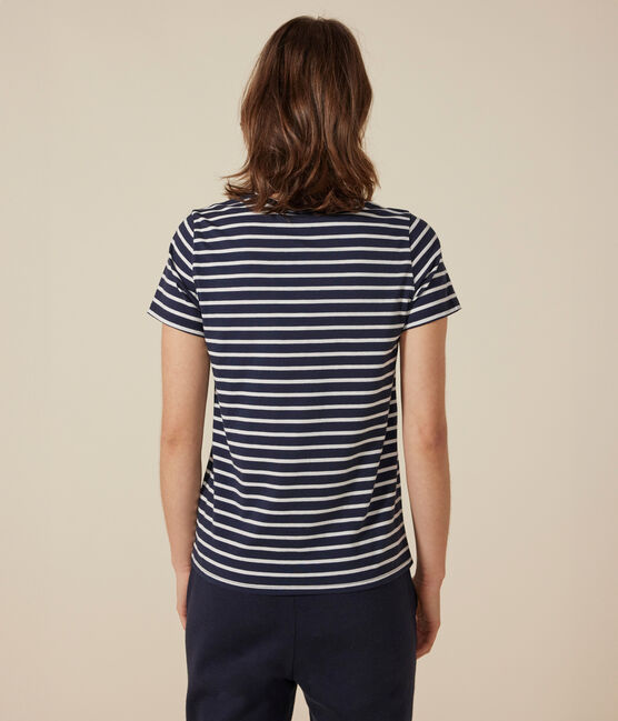T-Shirt LE DROIT aus Baumwolle mit Rundhalsausschnitt blau SMOKING/weiss MARSHMALLOW