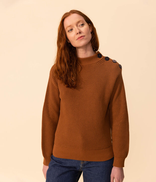 Damenpullover aus Baumwolle mit Patentmuster ALEZAN