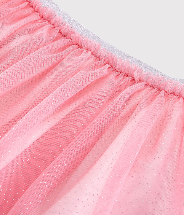Kinderrock aus T&uuml;ll mit Pailletten f&uuml;r M&auml;dchen rosa/grau
