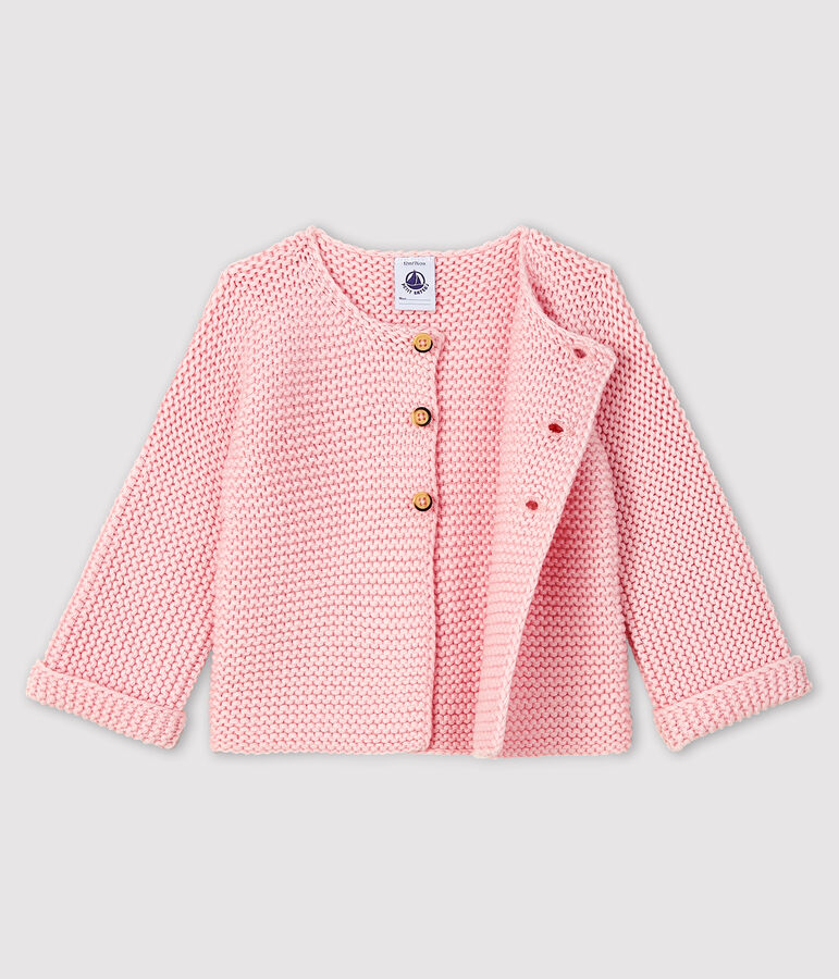 Baby-Cardigan f&uuml;r M&auml;dchen aus Wolle und Baumwolle rosa MINOIS