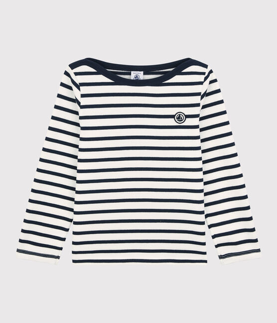 Kinder-Streifenshirt aus Baumwolle für Mädchen / Jungen weiss MARSHMALLOW/blau SMOKING