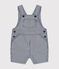 Kurze Baby-Latzhose aus Kattun blau MEDIEVAL/weiss MARSHMALLOW