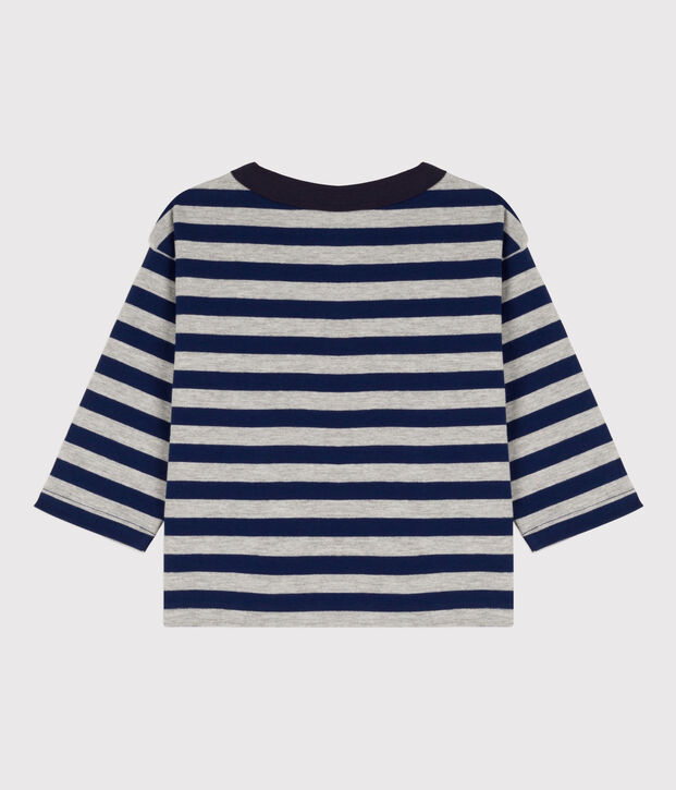 Lang&auml;rmeliges Baby-T-Shirt aus Baumwolle blau/grau