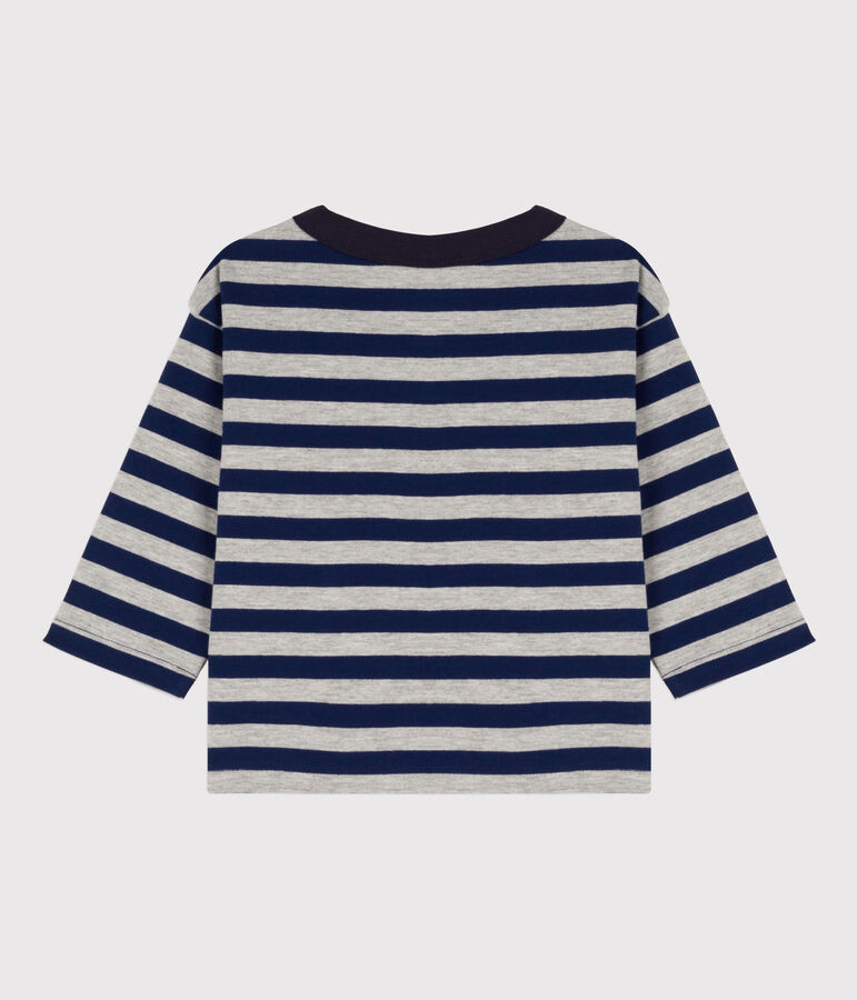 Lang&auml;rmeliges Baby-T-Shirt aus Baumwolle blau/grau