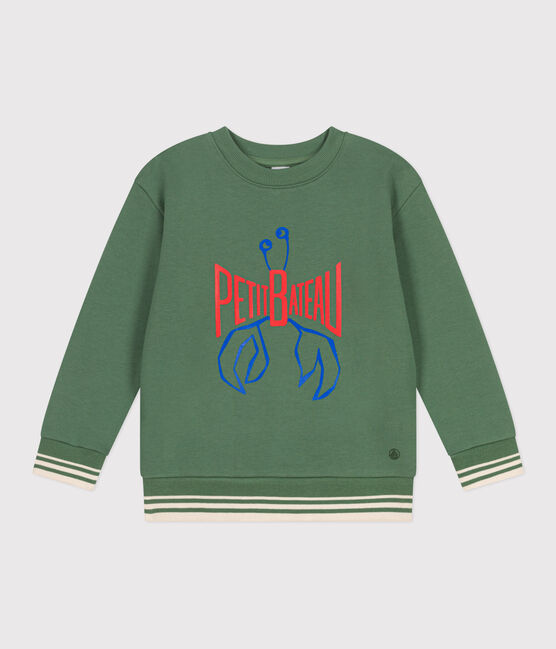 Kinder Unisex-Sweatshirt aus bedruckter Baumwolle grün PALMERAIE
