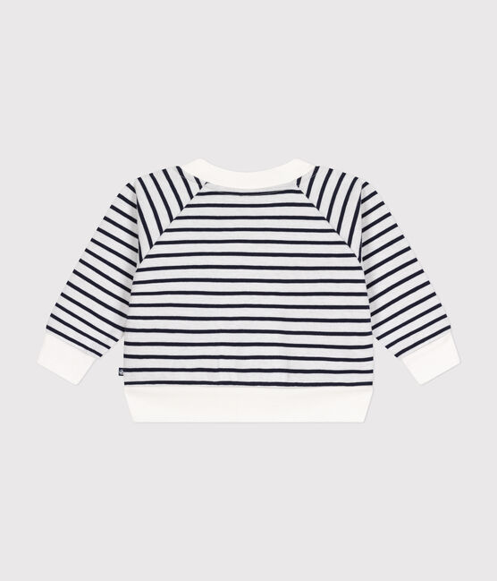 Baby-Cardigan aus dickem Jersey weiss MARSHMALLOW/blau SMOKING
