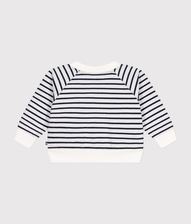 Baby-Cardigan aus dickem Jersey weiss/blau