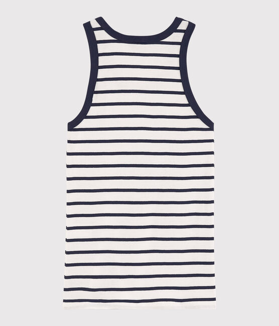 Klassisches Tanktop aus gestreifter Baumwolle für Damen weiss MARSHMALLOW/blau SMOKING